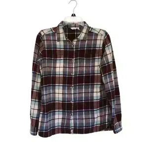 Woolrich women's flannel shirt Large plaid 100% cotton long sleeve